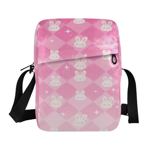 men's messenger bag mens shoulder bags crossbody Shoulder Handbag For Travel Adjustable Strap for outdoor sports outdoor sports- Peach Glitter Rabbits