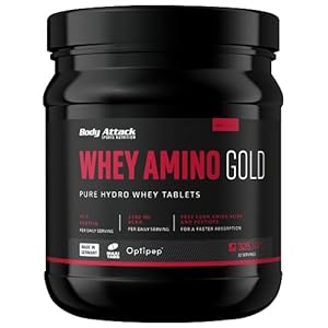 Body Attack Whey Amino Gold 325 tabletten – Made in Germany – weiproteïne in tabletvorm (14g weiproteïne per portie) met essentiële aminozuren (3.100mg BCAAs), voor alle sporters en atleten