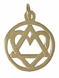 Alcoholics Anonymous AA Recovery Symbol Pendant, #19-4, Antiqued Brass, AA Symbol with Heart 