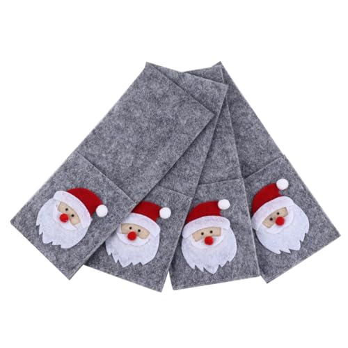 Garneck 4pcs Christmas Tableware Cover Adorable Square Fork and Knife Holders for Holiday Dinner Decorations Lightweight and Convenient Cutlery Storage for Festive Atmosphere