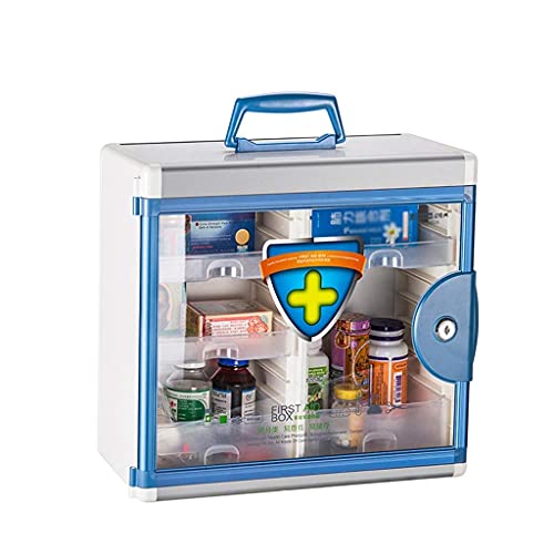 Caja de primeros auxilios, caja de primeros auxilios montada en la pared, caja médica de farmacia, armario de llaves de combinación de aluminio + puerta de cristal con cerradura, caja de primeros
