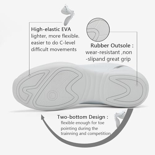 White Cheer Shoes for Women: Athletic Dance Sneakers - Comfortable Lightweight - Sport Jazz Shoes for Girls Competition Sport Training4