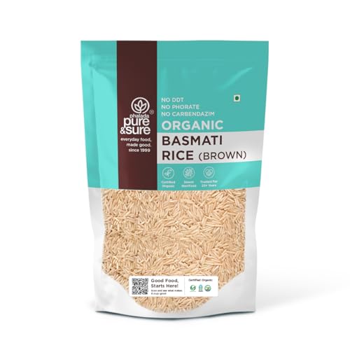 Image of Pure & Sure Organic Brown Basmati Rice 1Kg | 100% Naturally Processed & Unpolished Brown Chawal | Rich in Protein & Fiber | Helps to control Diabetes & Blood Pressure