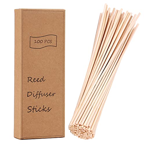 EYYIDATONG 100PCS Reed Diffuser Sticks, 7.8 Inch Natural Rattan Wood Sticks Diffuser Refills, Essential Oil Aroma Diffuser Replacements Sticks for Aroma Fragrance for Home,Office (Natural Color)