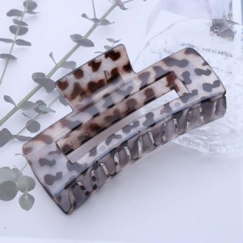 Cybche Pince A Griffes Carree Acrylique Léopard Pince A Cheveux Epaisse Anti-dérapante Pinces A Griffes Gris Mat Pinces A Cheveux Rectangle Accessoires Pour Coiffure Femme – vue 3