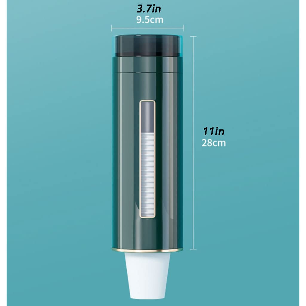 Dispenser di Bicchieri Dispenser per tazze usa e getta Montaggio a parete Portabicchieri a tirante verde Dispenser per organizer per bicchieri in plastica o carta per uso domestico e in ufficio Casa