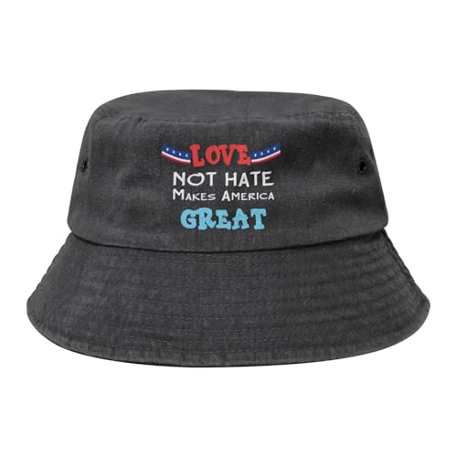 Qauirfe Love Not Hate Makes America Great Fashion Cowboy Denim Fisherman Hat Outdoor Fishing Cap Sun