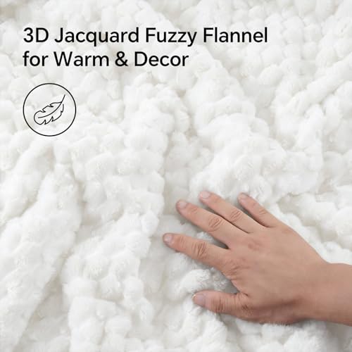 Image of BEDELITE Fluffy Queen Comforter Set - Bright White Fleece Soft Comforter for Queen Size Bed, Luxury Warm Bedding Set for Winter, Fuzzy Bed Set 3 Pieces (1 Comforter, 2 Pillowcases)