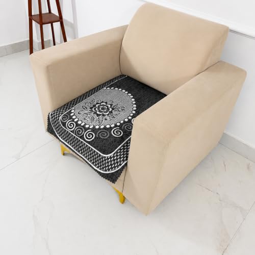 Image of Homerz Premium Chenille Fabric Sofa Cover | Soft, Durable & Dustproof | Decorative Couch Cover (Solitaire Grey, 1 Seater, Only Seat Cover)