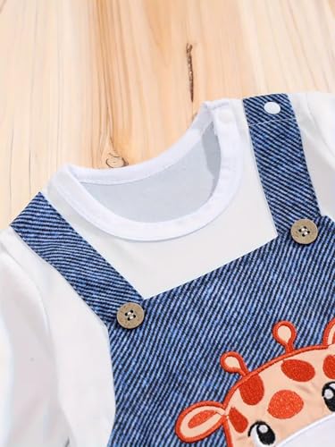 Baby Boy's Baby Cute Letters Giraffe Applique Soft Long Sleeves Outdoors Essential Ideal Gift3