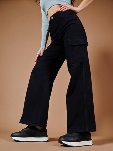 Image of Dolce Crudo Women's Wide Leg High-Rise Clean-Look Jean's