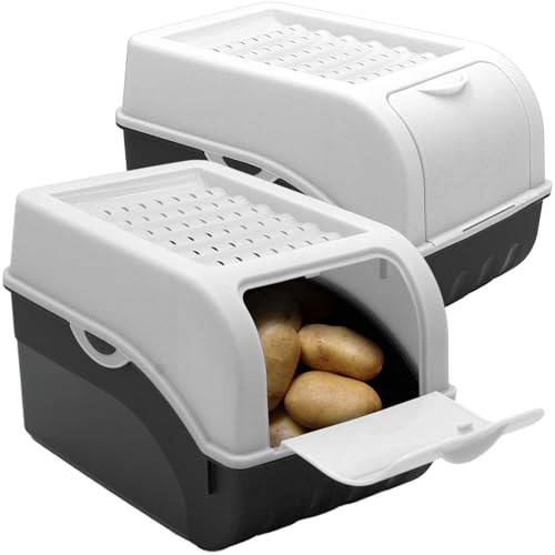 Rival Lot de 2 boîtes de conservation en plastique pour pommes de terre, légumes, fruits, oignons, volume 7,7 litres Weiß