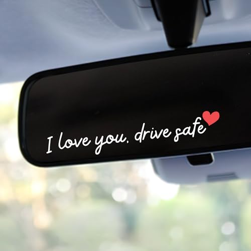 Image of Miarita 3X I Love You Drive Safe Mirror Sticker, Cute Car Stickers for Womens, Car Decals for Women, Rear View Mirror Sticker, Valentines Day Gifts Her, Him (I Love You Drive Safe White)