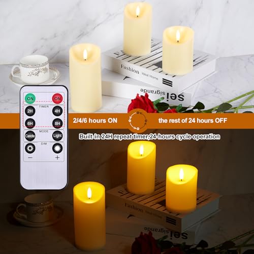 Image of Image Rechargeable Flameless Candles, 4 inch 5 inch 6 inch Timer LED Flickering Light with Remote & Type-C Charging Cable, 3Pcs Votive Tealight Candles for Home Decor