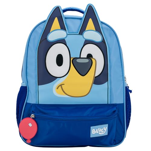 Bluey Mochila infantil, mochila escolar de 40,6 cm com recursos 3D, azul, Preto/azul, Standard, Personagem