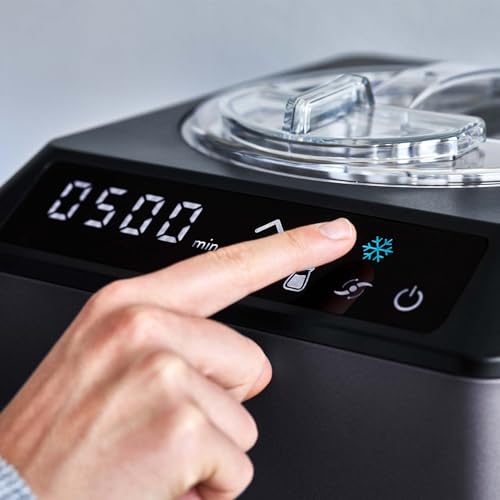 SPRINGLANE Eismaschine & Joghurtbereiter Erika 2,5 L mit selbstkühlendem Kompressor 250 W, Eiscrememaschine aus Edelstahl mit Kühl- und Heizfunktion, inkl. Rezeptheft (Erika + 4 Eisbehälter Mini Grau) – Bild 4