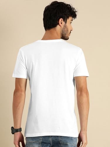 Image of Bewakoof Men's Printed 100% Cotton T-Shirt - Regular Fit, Round Neck, Half Sleeves
