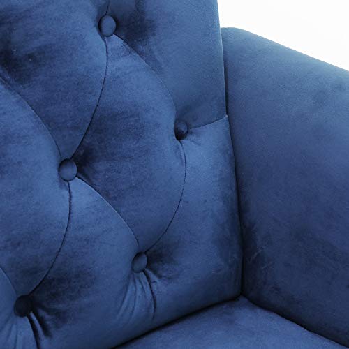 Furinno Bastia 2-Seater Loveseat Sofa, 54" Wide, Navy Velvet - image 8