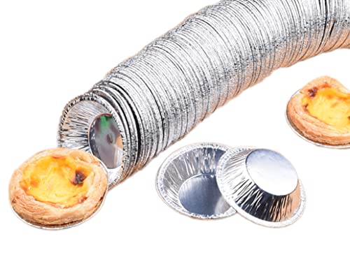 SONSMER Egg Tart Mold 250 Pcs/Set, Disposable Aluminum Foil Cups Baking Bake Muffin Cupcake Tin Mold Round Egg Tart Tins Mold Mould