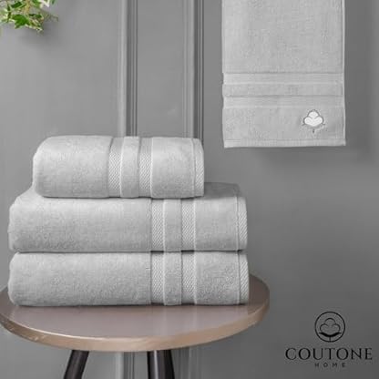 COUTONE Home Premium Badetuch 2er-Set 70 x 140 cm – Extraweiches & saugstarkes Badetuch aus 100% hochwertiger Baumwolle (Silbergrau) – Bild 7
