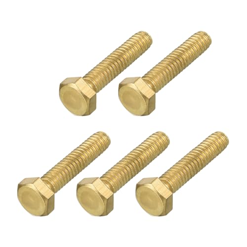 Image of METALLIXITY Hex Head Screw Bolt (1 /4-20x1-1 /4 inch) 5Pcs, Brass Fully Threaded Solid Brass Hex Bolts Machine Screws - for Machinery Repair