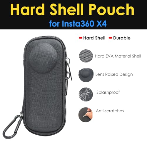 Image of Hard Case for Insta360 X4 Air /X5, X4, Small Bag, Hard Shell, Good Protection, Anti-scrathes, Supports camera with Lens Guard, With Lanyard and Carabiner Clip
