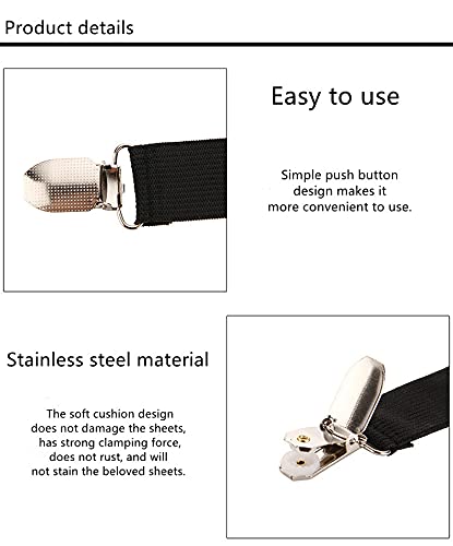 NIOIPXA 8-Pack Bed Sheet Holder Straps With Metal Clips - Elastic Sheet Suspenders For Mattress, Sofa & Tablecloths