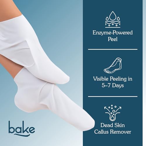 Image of BAKE AHA + BHA Foot Peeling Mask | Reduces Dry Skin & Hard Calluses| Exfoliates,Moisturizes & Hydrates Feet | Nourishing Foot Mask | Fits Like Socks | For Men & Women