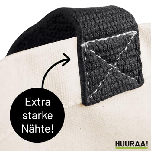Huuraa Jutetasche Mops Silhouette 21 Liter Black Jute und Baumwolle Einkaufstasche Geschenkidee