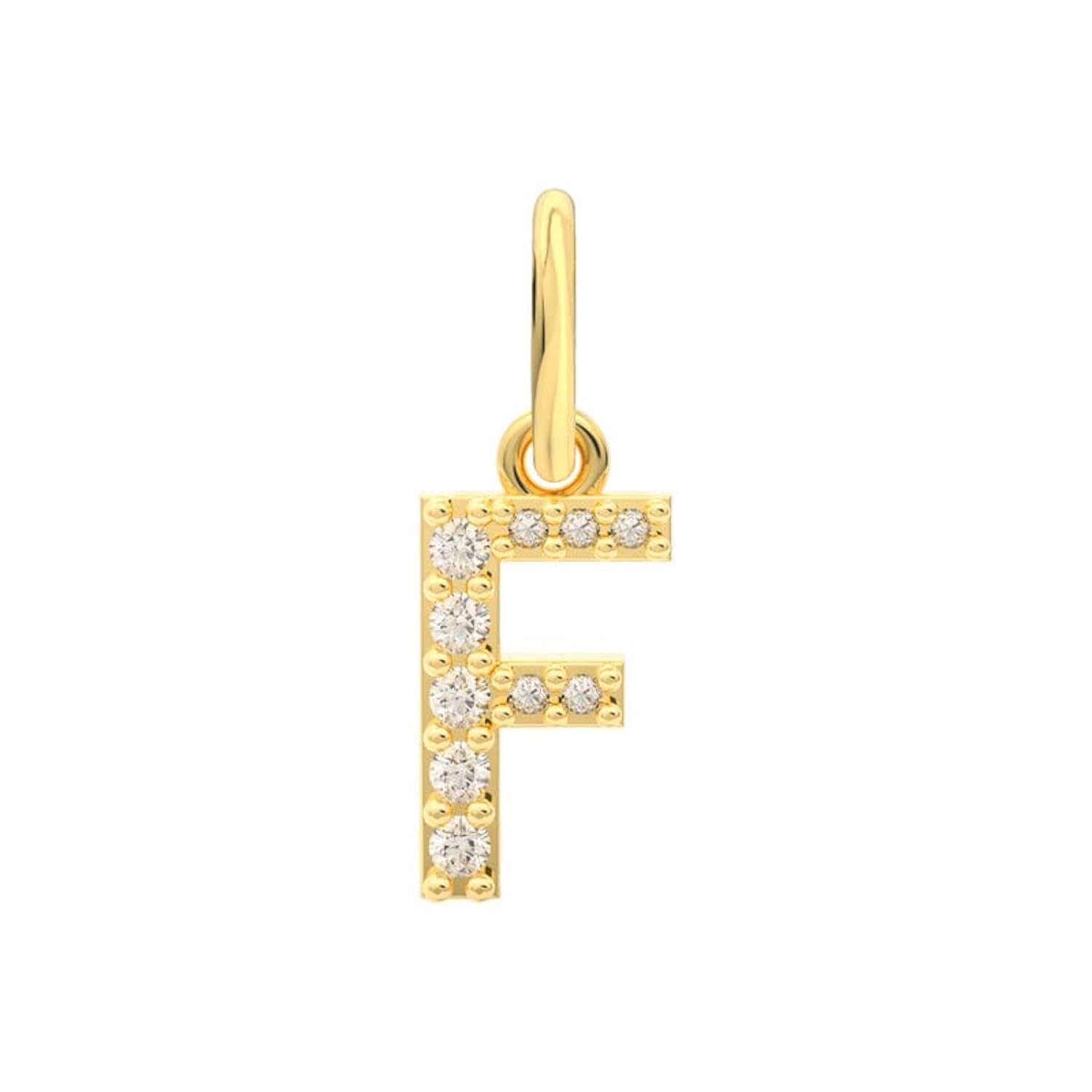 Belinda Jewelz A-Z Alphabet Letter Pendant Solid 14k Yellow Gold Initial Charm Round 1mm White Diamond for Necklace Bracelet Keychain and Anklet Gift