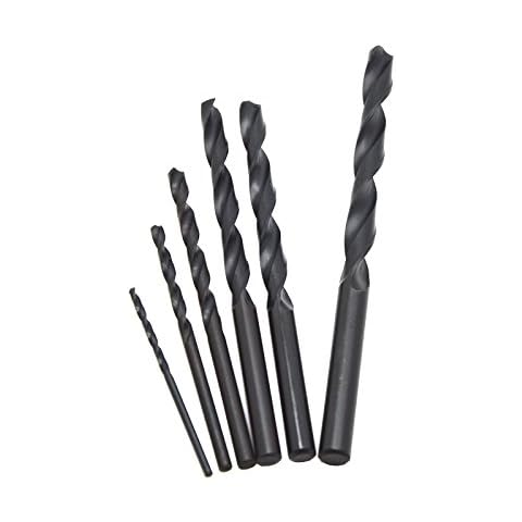 WKS 6Pcs 2mm 3mm 4mm 5mm 6mm 7mm Black Oxide Finish High-Speed Steel Round Straight Shank Spiral Flute Twist Drill Bits For Stainless Steel,Alloy and Mould steel Cover