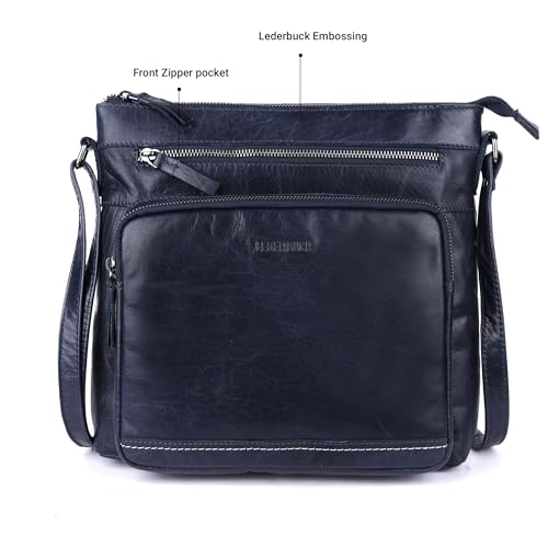 Image of LEDERBUCK Olga Women's Extra-Large Genuine Leather Crossbody Purse - Soft Triple-Zip Shoulder Bag