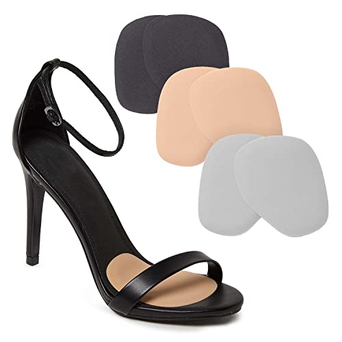 Foot Petals Women's Round Ball of Foot Cushion, Khaki/Black/Grey Combo, 3 Pairs (6-Pack)