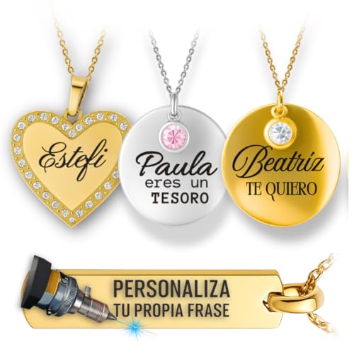 Collar Personalizado Mujer - Colgante Personalizado Mujer - Dia de la Madre - Collar Nombre - Regalo Cumpleaños - Regalo Dia De La Madre - Colgante Grabado - Regalos Amiga - Regalos Personalizados