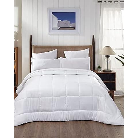 Minor Monkey 400 GSM Oversized King Size Comforter All Season Cotton Cover, Super Soft Premium Quality Microfiber Filling, Box Stitched Pattern (Oversized King, White) Cover