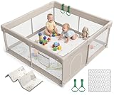 ZEEBABA Baby Playpen with Mat, Playpen for Babies and Toddlers, Small Baby Play Pens, Play Yard for Infants with Play Mat, 47x47inch Playard with Gate