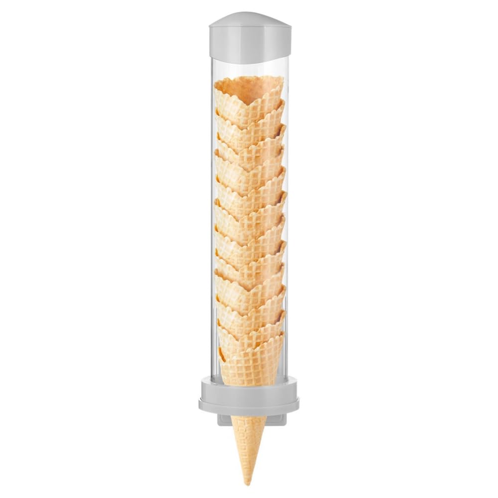 Dispensador de Conos de Helado, Soporte para Conos de Waffle, Tubo de Plástico para Almacenar Conos de Waffle con Placa Magnética y Placa Adhesiva.