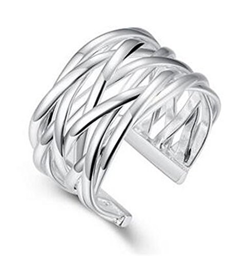 BROWOL Femme Fille Bague femme argent 925 Fantaisie Entrelacées Bagues Réglable