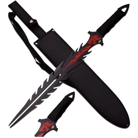 Snake Eye Tactical Fantasy Sword w/Nylon Sheath Machete Outdoors Camping (674, Black) Cover