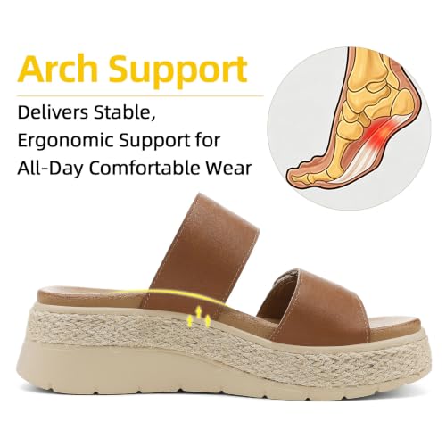 Image of UBFEN Womens Platform Wedge Sandals Orthopedic Arch Support | Espadrille Slides, Comfortable Cushioned, Dressy for Summer Walking, Beach Vacation
