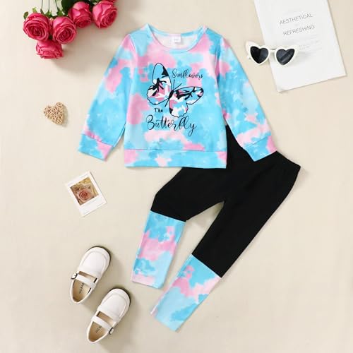 Image of Girls Clothes,Girls Fall Clothes Tie Dye Sweatshirt and Spliced Sweatpants 2pcs Girls Clothing Set 5-14t