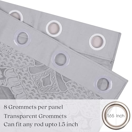 Image of Kuber Industries Pack of 2 Stylish Curtains for Living Room & Bedroom | 9 Feet Light Control & Pests Preventive Door Parde for Pooja Room & Home Decor | Frill Net - Grey