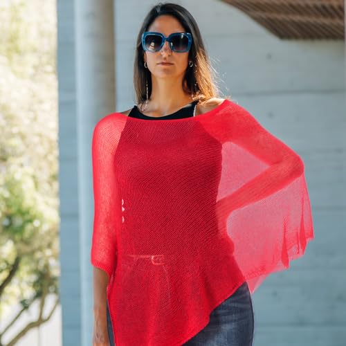 Image of Women Sheer Poncho Shrug Summer Sheer Blouse Top Lightweight Poncho Bolero for Evening Dress