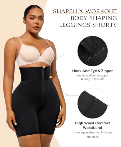 Image of SHAPELLX Women High Waist Leggings Tummy Control ElasticFuse Waistband Shaping Leggings Waist Trainer Yoga Pants