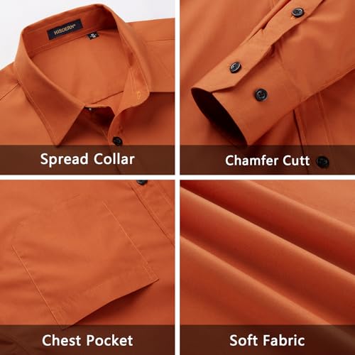 Image of HISDERN Mens Dress Shirt with Tie Pocket Square Set Classic Button Down Shirt Matching Tie Long Sleeve Shirts