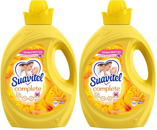 Suavitel Complete Liquid Fabric Conditioner, Laundry Fabric Softener with Fabric Protection Technology, Morning Sun, 100 fl oz, Enough Liquid For 100 Small Loads (Pack of 2)