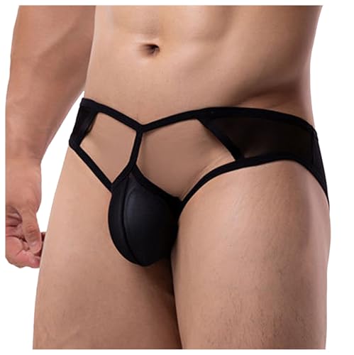 Men's See Through Thongs Cut Out Open Front Underwear Bulge Pouch Mesh G-string Thongs T back Bikini Panties