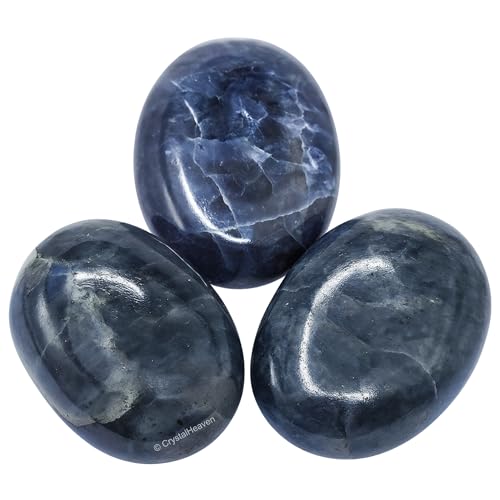Image of Crystal Heaven Iolite Crystal Palm Pebbles Stones For Anxiety Stress Relief Massage - Aaa Grade Original Healing Gemstone Agate Palm Stone For Yoga Meditation Spiritual Reiki Feng Shui
