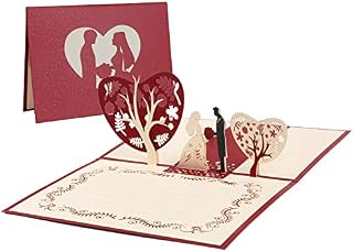 Vicloon 3D Card, Pop Up Wedding Card, Anniversary Card Valentine's Day Card Birthday Card Christmas Card with The Heart of Love and Romantic Lovers Patterns for Festival Gift