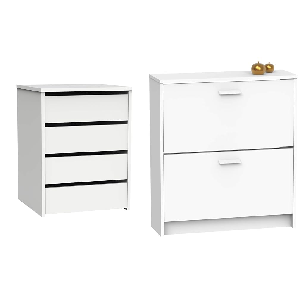 Cajonera blanca 63,5 cm MUEBLES PITARCH 541 y mueble zapatero estrecho
